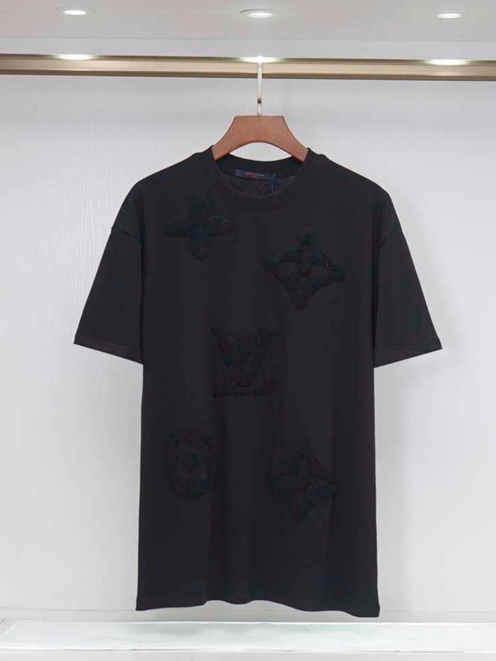 Louis Vuitton Black Textured Crewneck tshirt